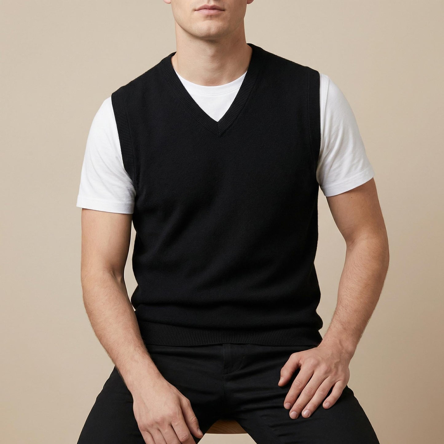 Men’s V Neck Sweater Vest | Sleeveless Knit Pullover | Smart Casual Layer